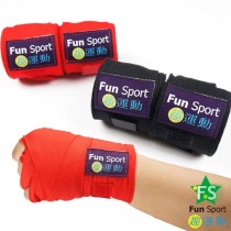 《Fun Sport》手感力-高級彈性紗專業手綁帶(1雙)-台製(拳擊/跆拳道/散打/比賽)-黑/紅2選1